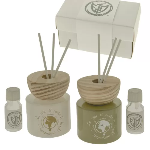 Bomboniera matrimonio profumatore con immagine mondo e frase ETM - 1