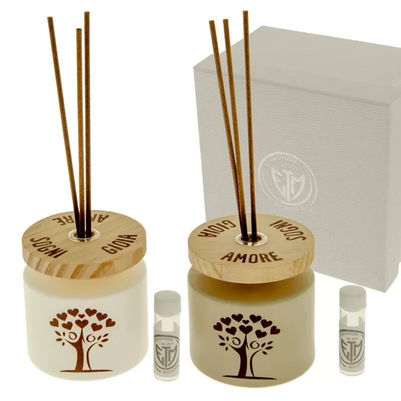 Bomboniera matrimonio profumatore con immagine albero della vita ETM - 1