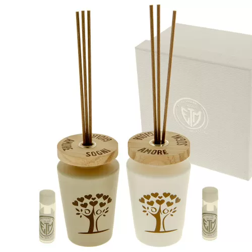 Bomboniera matrimonio profumatore con immagine albero della vita e frase ETM - 1