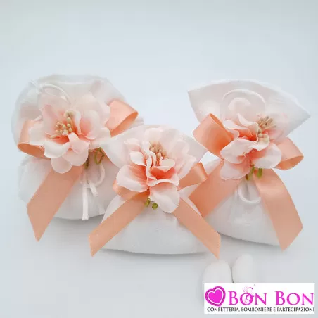 Sacchetti porta confetti per matrimonio in raso bianco pignatelli - 1