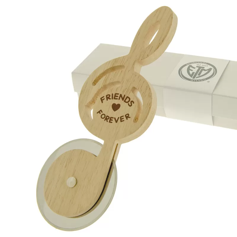 Bomboniera matrimonio taglia pizza nota musicale in legno ETM - 1