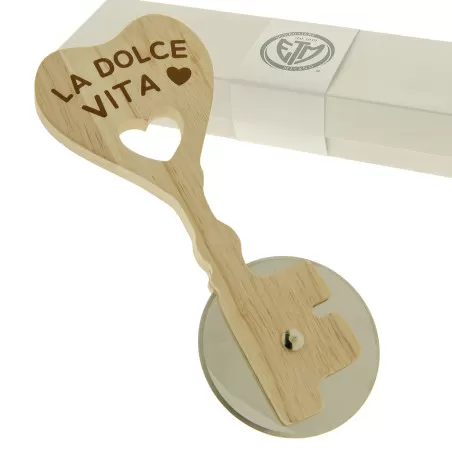 Bomboniera matrimonio taglia pizza chiave in legno ETM - 1