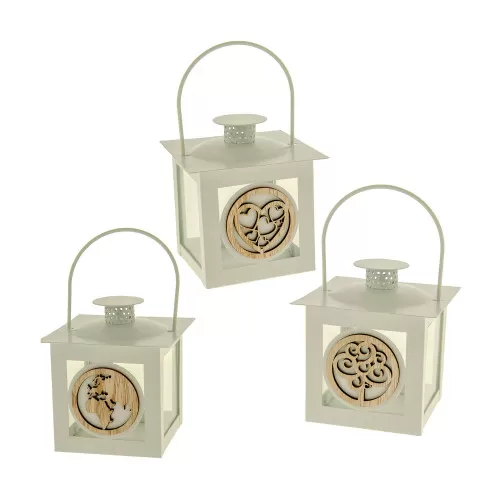 Bomboniera matrimonio lanterna con dettaglio in legno ETM - 1