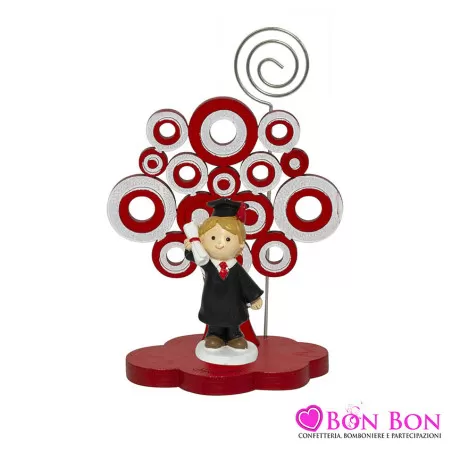 Bomboniera laurea portafoto con clip albero della vita con bimbo laureato Harmony - 2