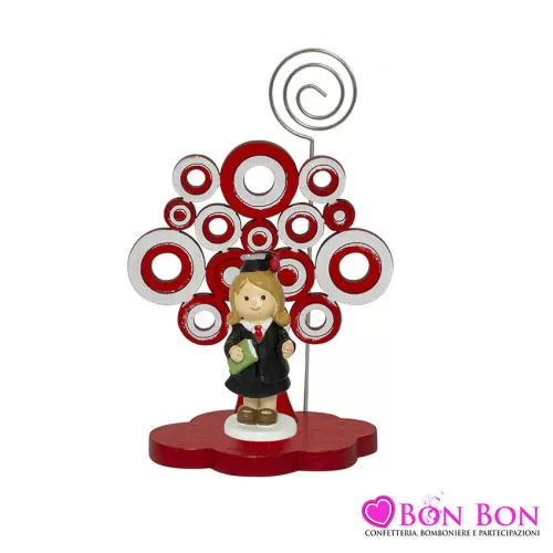 Bomboniera laurea portafoto con clip albero della vita con bimbo laureata Harmony - 1