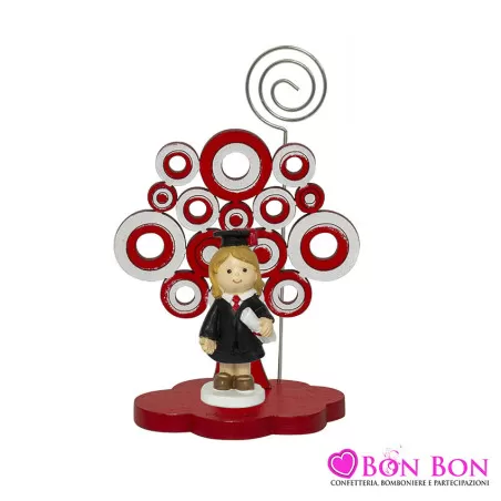 Bomboniera laurea portafoto con clip albero della vita con bimbo laureata Harmony - 2