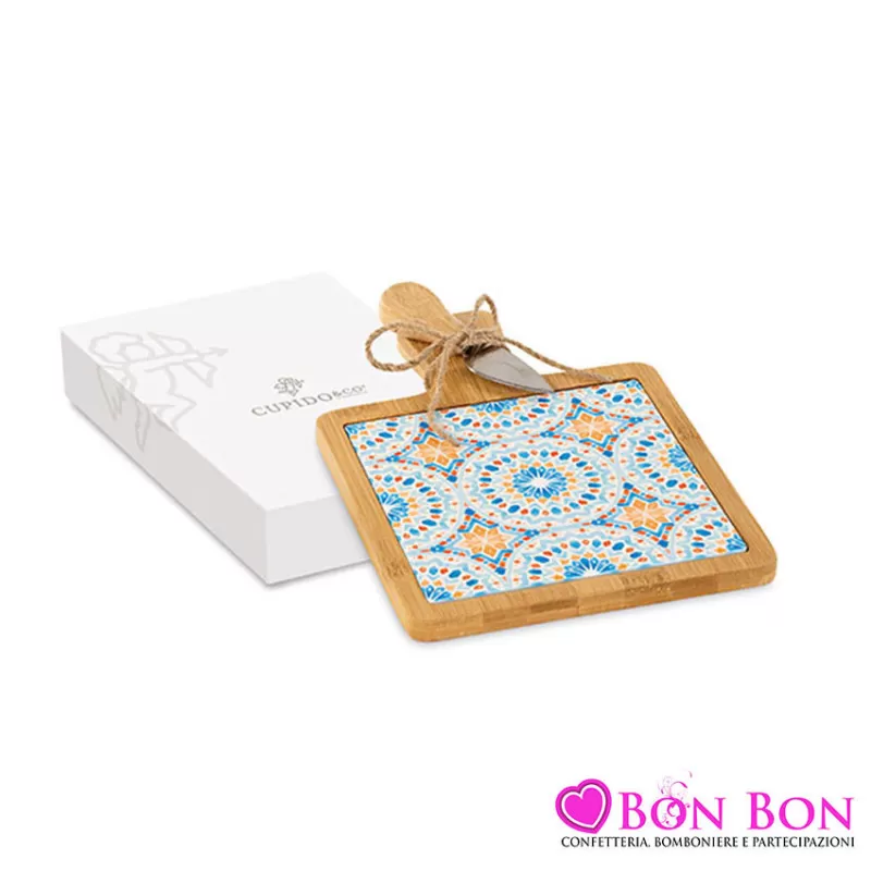 Bomboniera matrimonio tagliere decoro marrakech con coltello Cupido - 1