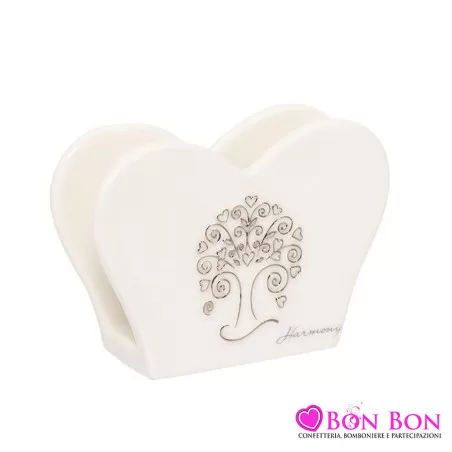 Bomboniera matrimonio harmony portatovaglioli con albero della vita bianco ceramica Harmony - 1