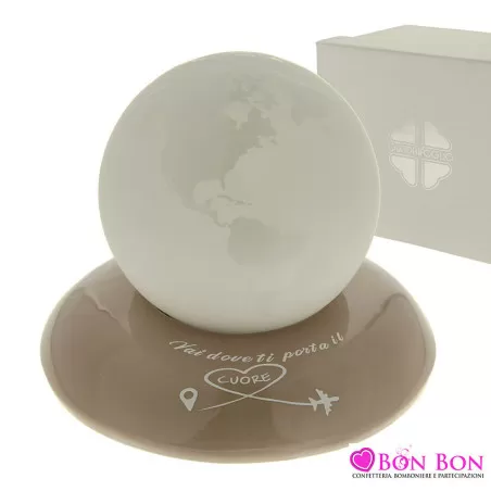 Bomboniera matrimonio quadrifoglio sfera mondo led tortora linea platone Quadrifoglio - 1