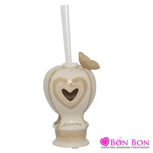 Bomboniera matrimonio harmony profumatore c-led mongolfiera bianco-tortora porcellana Harmony - 1