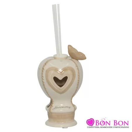 Bomboniera matrimonio harmony profumatore c-led mongolfiera bianco-tortora porcellana Harmony - 1