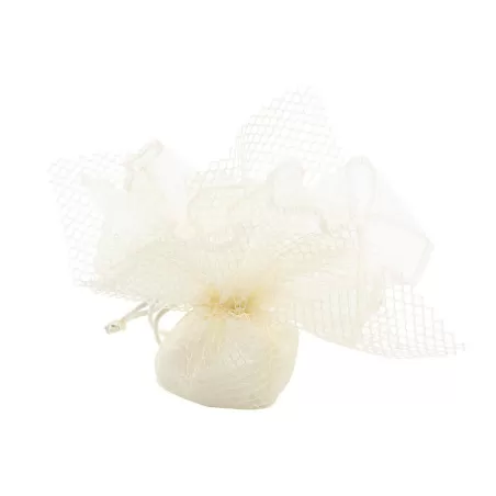 Bomboniera matrimonio harmony profumatore c-led cuore bianco-tortora traforato c-coroncina dorata porcellana Harmony - 2
