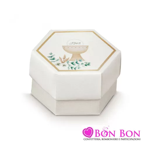Scatolina porta confetti per prima comunione esagonale con calice Scotton - 1
