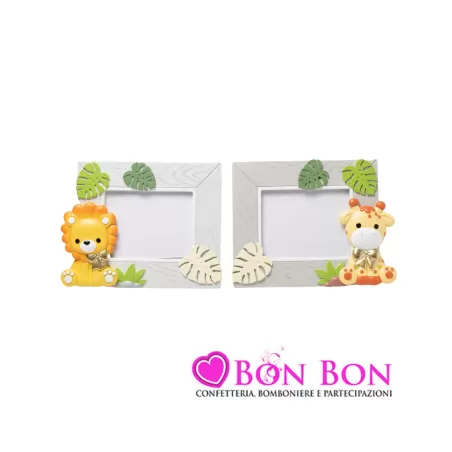 Bomboniera nascita e battesimo cornice animali della foresta grande resina Margot - 1