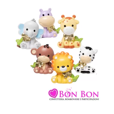 Bomboniera nascita e battesimo animali della foresta grande resina Margot - 1