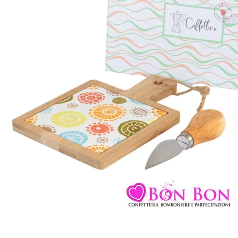 Bomboniera matrimonio cuorematto tagliere per formaggio linea caffettino Cuorematto - 1