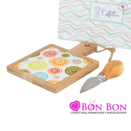 Bomboniera matrimonio cuorematto tagliere per formaggio linea caffettino Cuorematto - 1