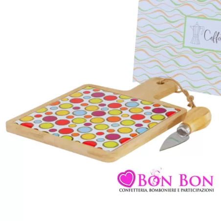 Bomboniera matrimonio cuorematto tagliere per formaggio a pois linea caffettino Cuorematto - 1