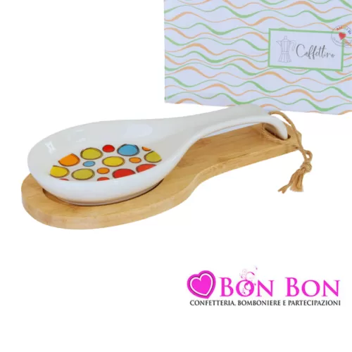 Bomboniera matrimonio cuorematto poggiamestolo a pois linea caffettino Cuorematto - 1