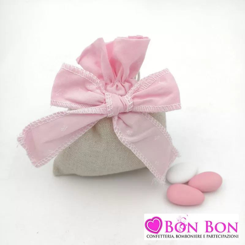 Sacchetto nascita bimba in offerta con fiocco rosa - 1