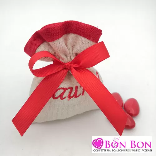 Sacchetto laurea beige con bordino rosso e scritta laurea ETM - 2