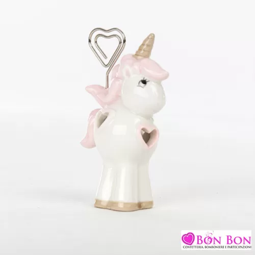 Bomboniera battesimo bimba unicorno memoclip rosa Emmebi - 1