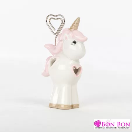 Bomboniera battesimo bimba unicorno memoclip rosa Emmebi - 1