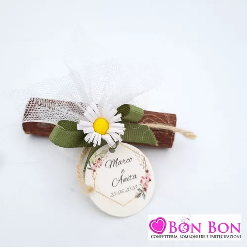 Segnaposto matrimonio con margherita e cannella - 1