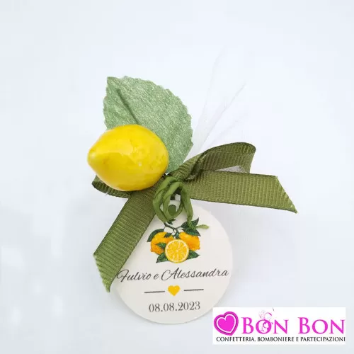 Segnaposto matrimonio con limone e foglie - 1