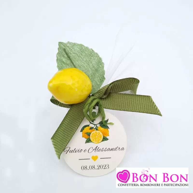 Segnaposto matrimonio con limone e foglie - 1