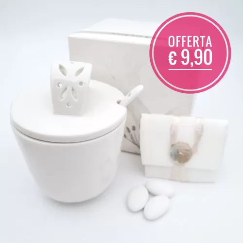 Bomboniera Matrimonio in Offerta Zuccheriera in porcellana bianca claraluna Claraluna - 1