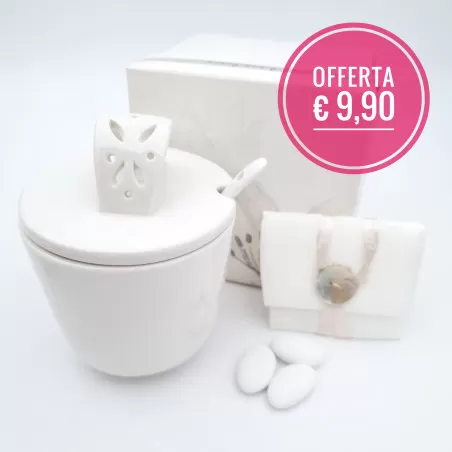 Bomboniera Matrimonio in Offerta Zuccheriera in porcellana bianca claraluna Claraluna - 1