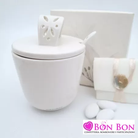 Bomboniera Matrimonio in Offerta Zuccheriera in porcellana bianca claraluna Claraluna - 2