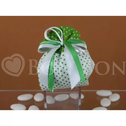 Sacchetto porta confetti per compleanno pois verde fagotto Liete Creazioni - 1