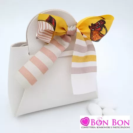 Sacchetto borsetta matrimonio in ecopelle panna - 1