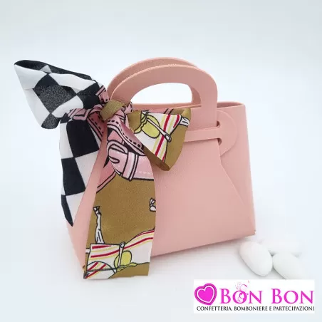 Sacchetto borsetta matrimonio in ecopelle rosa - 1