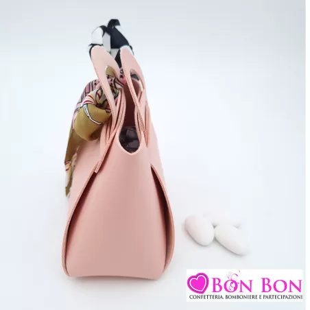 Sacchetto borsetta matrimonio in ecopelle rosa - 2