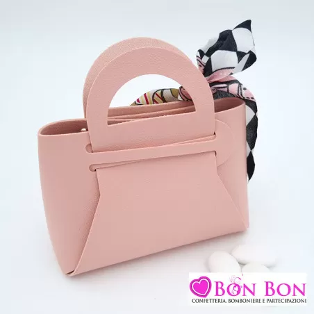 Sacchetto borsetta matrimonio in ecopelle rosa - 3