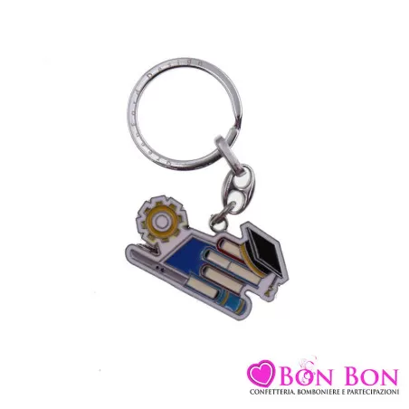 Bomboniera laurea portachiavi con libri tocco e portatile Greenford - 1