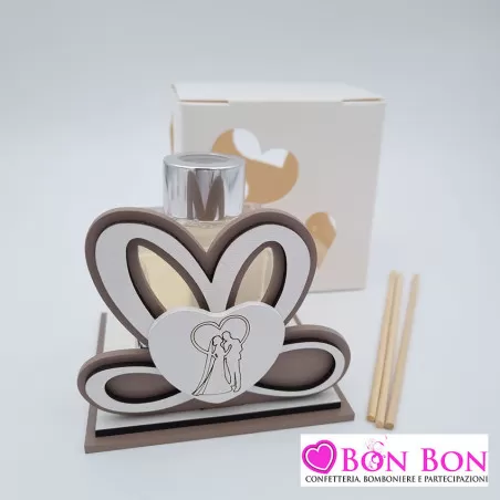 Bomboniera matrimonio profumatore infinito sposi tortora - 1