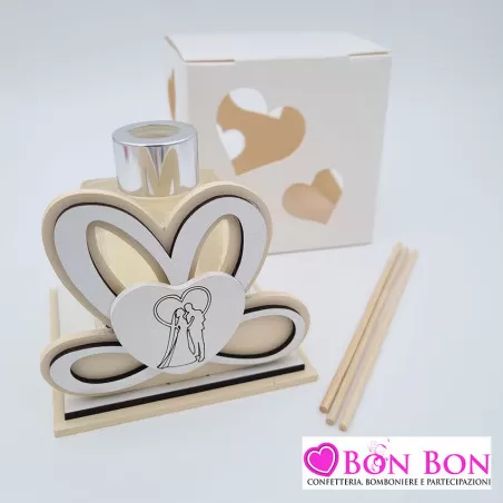 Bomboniera matrimonio profumatore infinito sposi panna - 1