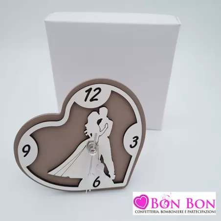 Bomboniera matrimonio orologio sposi tortora - 1