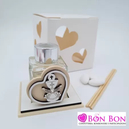 Bomboniera prima comunione profumatore legno con calice panna - 1