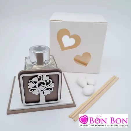 Bomboniera matrimonio profumatore albero della vita tortora - 1