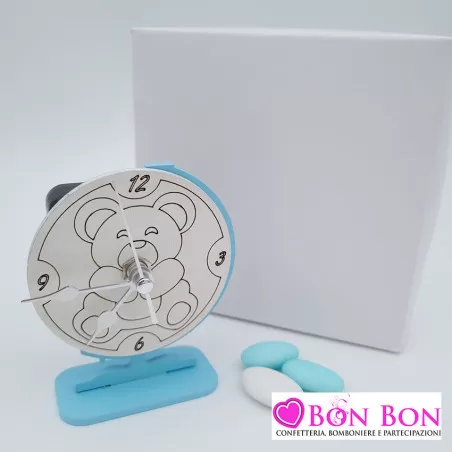 Bomboniera battesimo bimbo orologio con orso celeste - 1