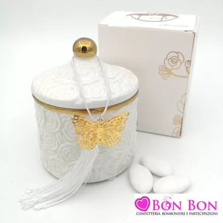 Bomboniera matrimonio candela profumata con decalco rose piccola Harmony - 1