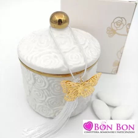 Bomboniera matrimonio candela profumata con decalco rose piccola Harmony - 12