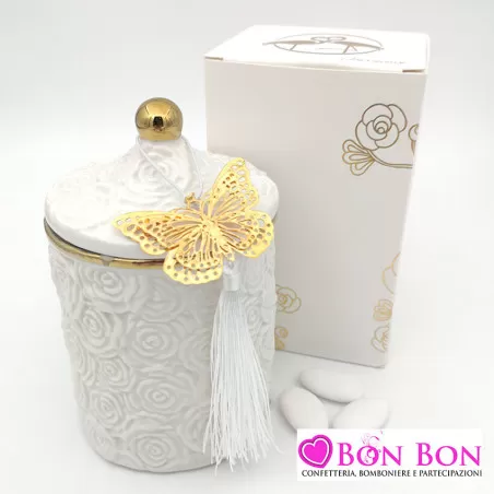 Bomboniera matrimonio candela profumata con decalco rose grande Harmony - 1