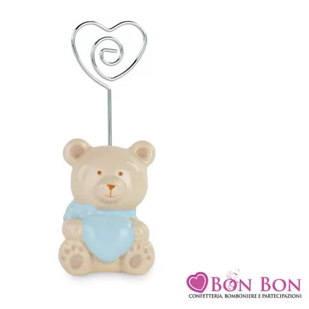 Bomboniera battesimo bimbo segnaposto orsetto celeste Cupido - 1