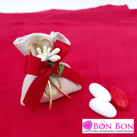 Sacchetti porta confetti per matrimonio natalizio scamosciati beige Liete Creazioni - 2